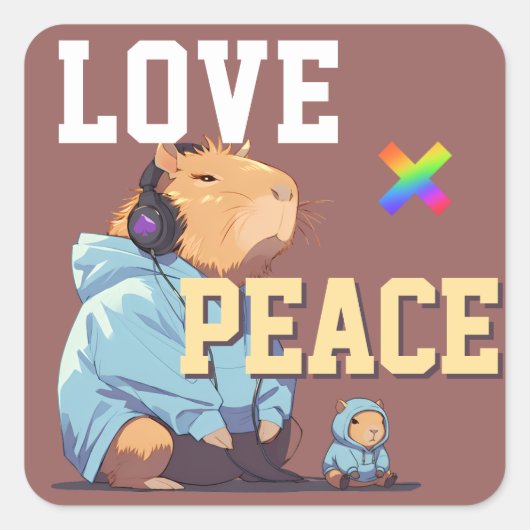 Sticker Carré LOVE × CAPYBARA - Custom (Devant)