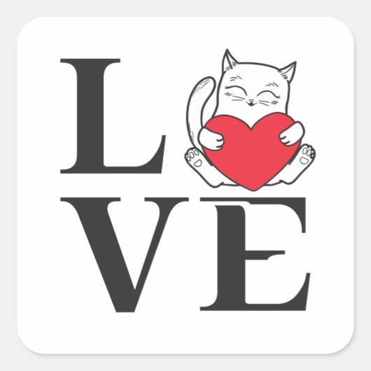 Sticker Carré Love Cats (Devant)