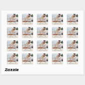 Sticker Carré Love Coeur Script Custom Soft Mariage blanc (Feuille)