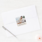 Sticker Carré Love Coeur Script Custom Soft Mariage blanc (Enveloppe)