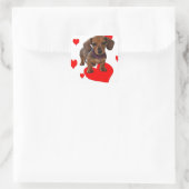 Sticker Carré Love (Coeurs) Dachsies - Dachshund (Sac)