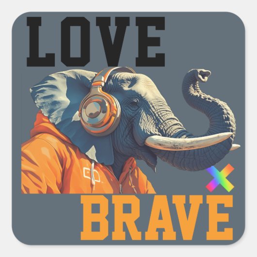 Sticker Carré LOVE × ELEPHANTS - Custom (Devant)