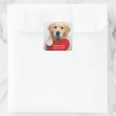 Sticker Carré Love Golden Retriever With a Red Heart Pillow (Sac)