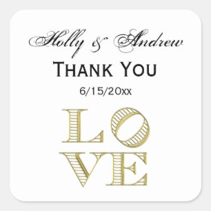 Sticker Carré LOVE Graphic Text - Faux Gold