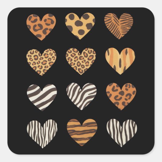 Sticker Carré Love Heart Leopard Cute Valentine's Day (Devant)