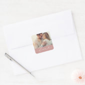 Sticker Carré Love Heart Script personnalisé Muted rose Mariage  (Enveloppe)