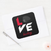 Sticker Carré Love hockey (Enveloppe)