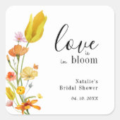 Sticker Carré Love is in Bloom Spring Wildflower Bridal Shower (Devant)
