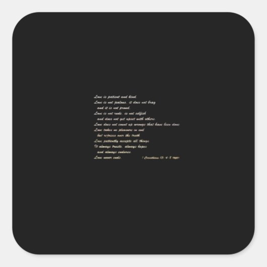 Sticker Carré Love Is Patient Simple Inspirational Design  (Devant)