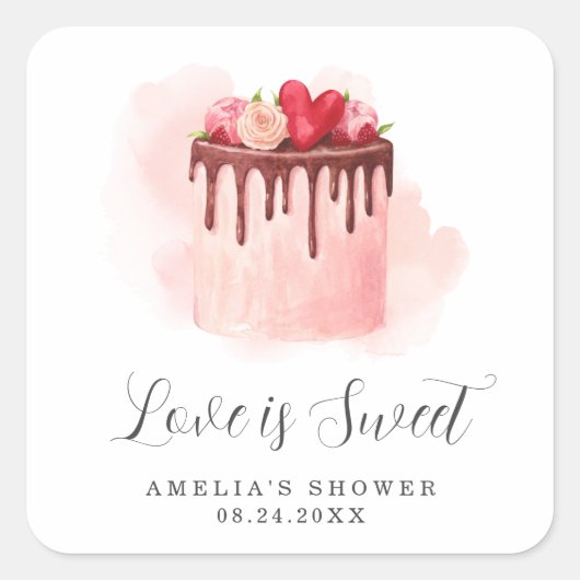 Sticker Carré Love Is Sweet Enterrement de mariage (Devant)