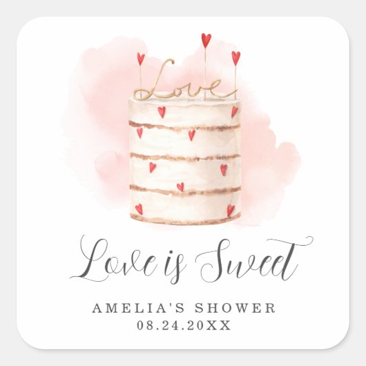 Sticker Carré Love Is Sweet Fête de Fiançailles (Devant)