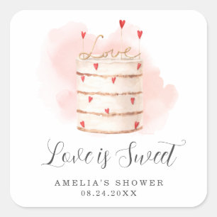 Sticker Carré Love Is Sweet Fête de Mariage