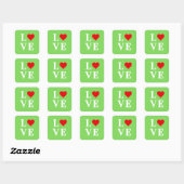 Sticker Carré LOVE Lime Vert Moderne (Feuille)