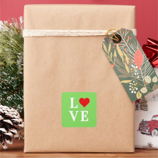 Sticker Carré LOVE Lime Vert Moderne (vacances)