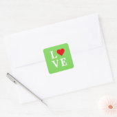 Sticker Carré LOVE Lime Vert Moderne (Enveloppe)
