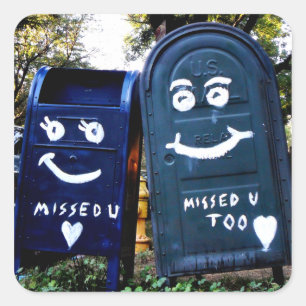 Sticker Carré love mailboxes : vous m'avez manqué