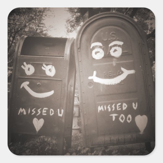 Sticker Carré love mailboxes : vous m'avez manqué (Devant)