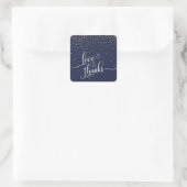 Sticker Carré Love & Merci Script, Gold Confetti et Navy Blue (Sac)