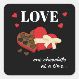 Sticker Carré Love One Chocolate at a Time Drôle Citation