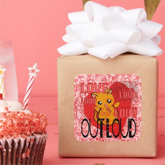 Sticker Carré Love Out Loud - Plus de coeurs (Fête)