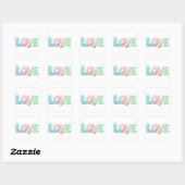 Sticker Carré Love Pastel Ocean Glossy Word (Feuille)
