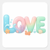 Sticker Carré Love Pastel Ocean Glossy Word (Devant)