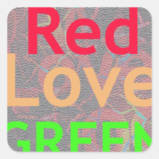 STICKER CARRÉ LOVE RED GOLDEN VERT (Devant)