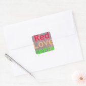 STICKER CARRÉ LOVE RED GOLDEN VERT (Enveloppe)