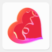 Sticker Carré Love Red Heart Wrapper Papier (Devant)