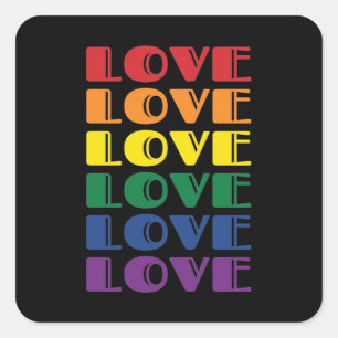 Sticker Carré Love Repeating Text Gay pride LGBTQ