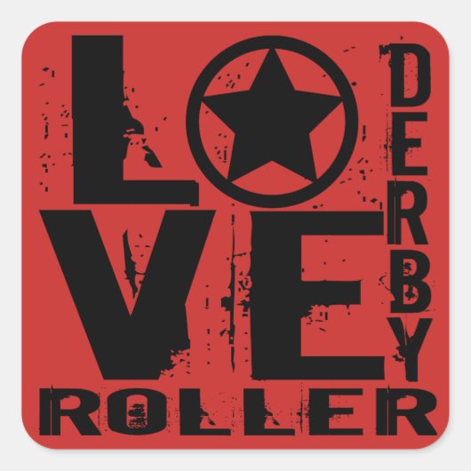 Sticker Carré LOVE Roller Derby (Devant)