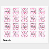 Sticker Carré LOVE ROUGE ROSE DE Tiny Hearts (Feuille)