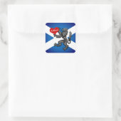 Sticker Carré Love Scotland, Rampant, Heart & Scottish Drapeau (Sac)