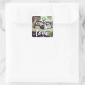 Sticker Carré Love Script Overlay Photo (Sac)