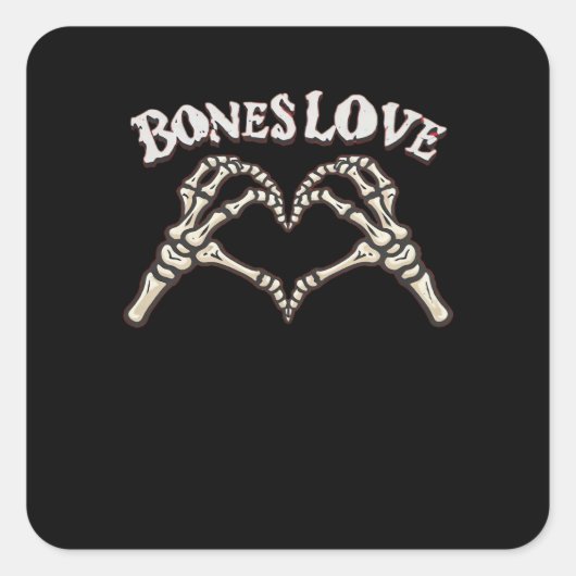 Sticker Carré Love Skeleton Hand Classic (Devant)