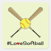 Sticker Carré Love softball hashtag slogan sport (Devant)