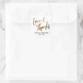 Sticker Carré Love & Thanks Minimal Gold Handwriting Typographie (Sac)