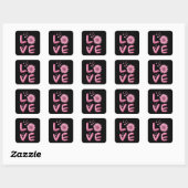 Sticker Carré Love Tournesol Rose (Feuille)