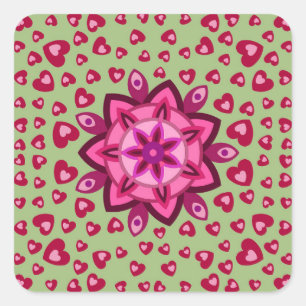 STICKER CARRÉ LOVE VALENTINE, DON DE FÊTE D'ANNIVERSAIRE AVEC CO