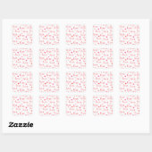 Sticker Carré Love Valentine Pink Red Hearts (Feuille)