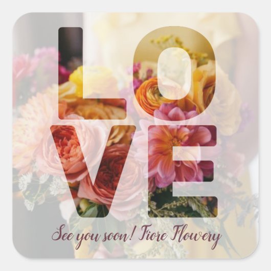 Sticker Carré LOVE Valentine Thème Sheer Overlay Photo (Devant)