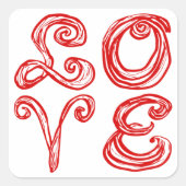 Sticker Carré LOVE Word Art Fabric Font Red Letters (Devant)
