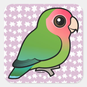 Sticker Carré Lovebird à visage rose