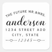 Sticker Carré Lovely Hearts Future M. Mme Mariage Retour Adresse (Devant)