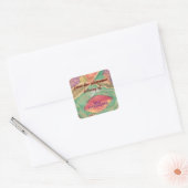 Sticker Carré Lovely leaves personalized teacher bookplate (Enveloppe)
