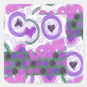 Sticker Carré Lovely Love Heart Motif Art Imprimer
