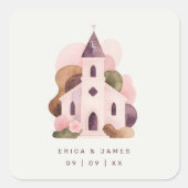 Sticker Carré Lovely Rustic Pink Tones Church Wedding (Devant)