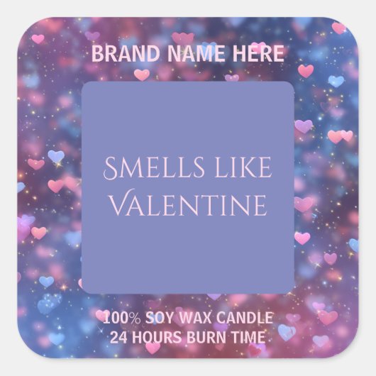 Sticker Carré Lovely Valentine Candle Label Editable Design (Devant)