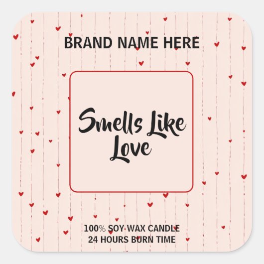 Sticker Carré Lovely Valentine Candle Label With Editable Text  (Devant)