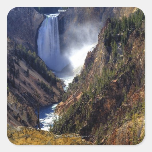 Sticker Carré Lower Yellowstone Falls, Yellowstone National (Devant)